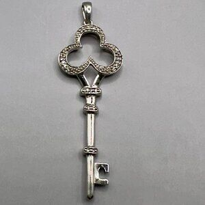 Kay Jewelry Diamond Skeleton Key Pendant Signed JWBR 925 Sterling Silver